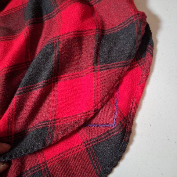Reworked Flannel Shirt Women Small Red Black Plaid Train Fabric Patches - Picture 9 of 13